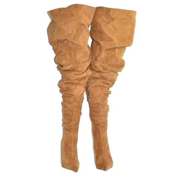 $350 JEFFREY CAMPBELL Igloo Slouchy Thigh High Boot SHEARLING BROWN 6.5 (MG17) - Picture 3 of 6